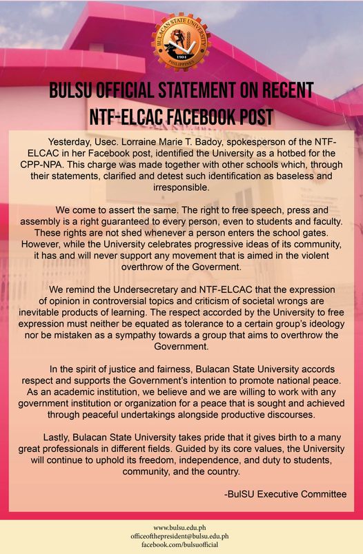 State University in Bulacan decries Red-tagging 2 State University